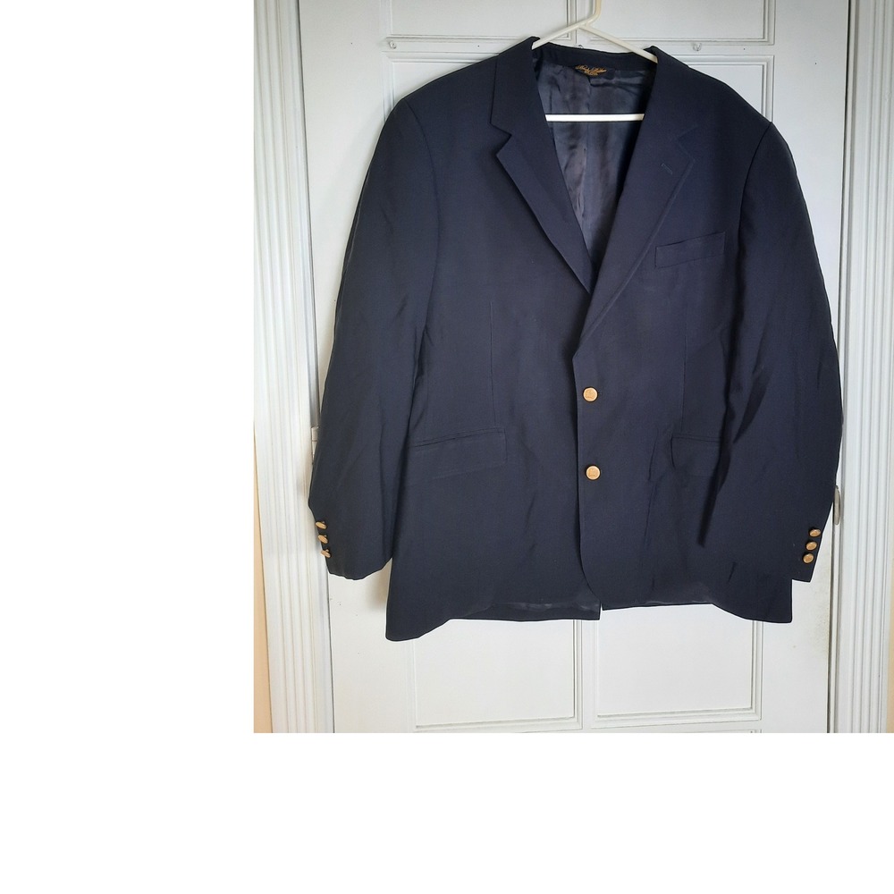 Brooks Brothers Brooksease Women 44R Sports Blazer Gold Buttons Wool Blend Navy